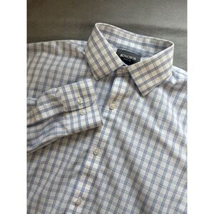 Bonobos Mens 16/35 Plaid Tailored Slim Fit Wrinkle Free Button Up Dress Shirt